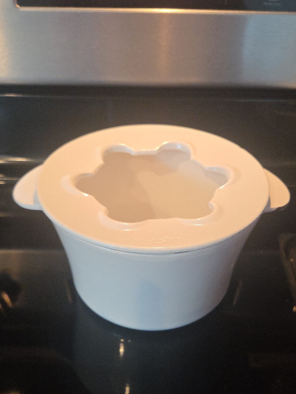2 Pc. Cast Iron White Enamel Fondue Pot